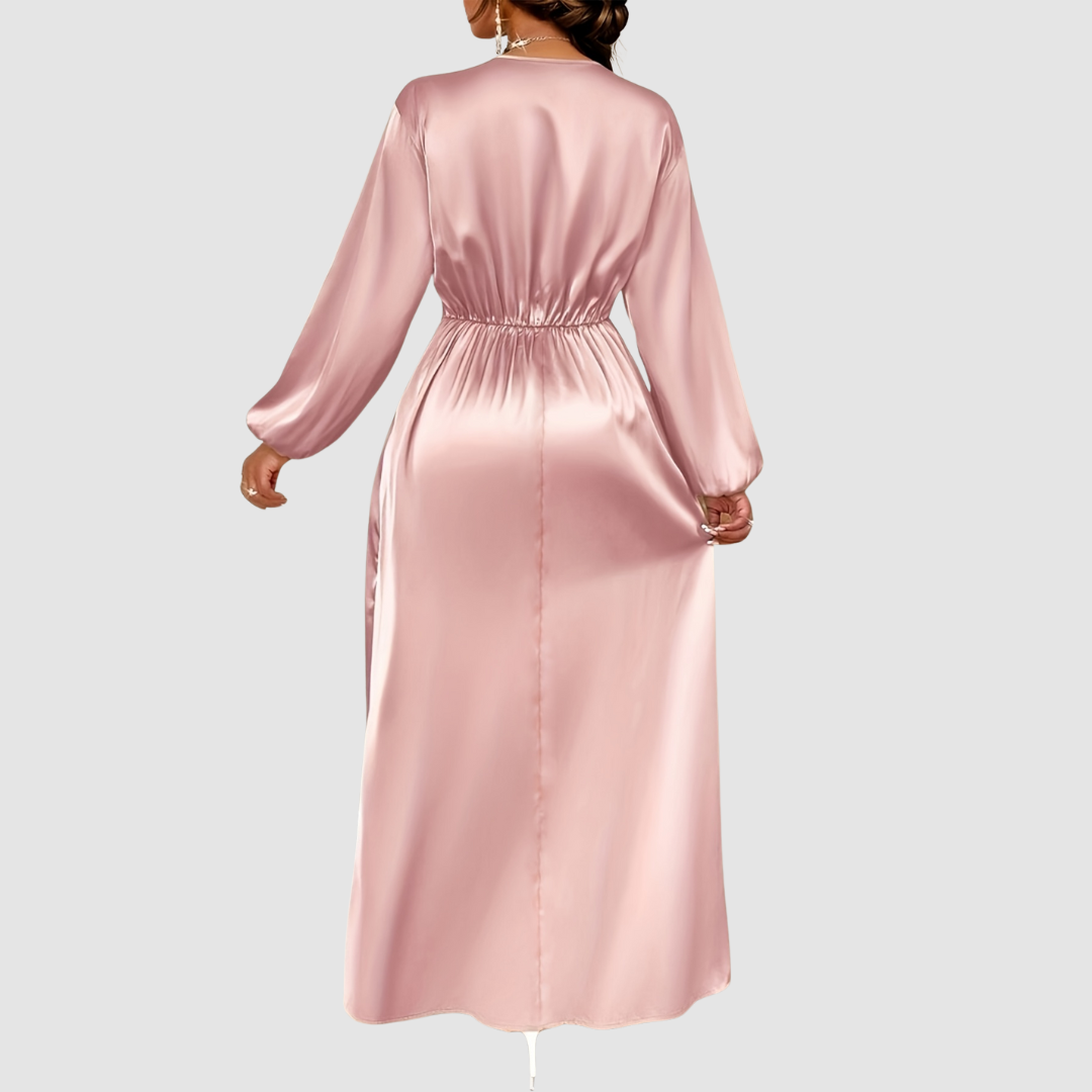 Eleanor | Pleated Satin Maxi Dress