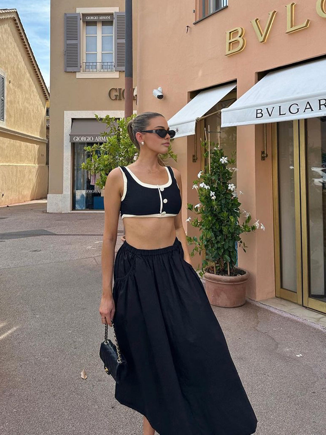 Valencia - Front-Buttoned Contrast Bikini Set