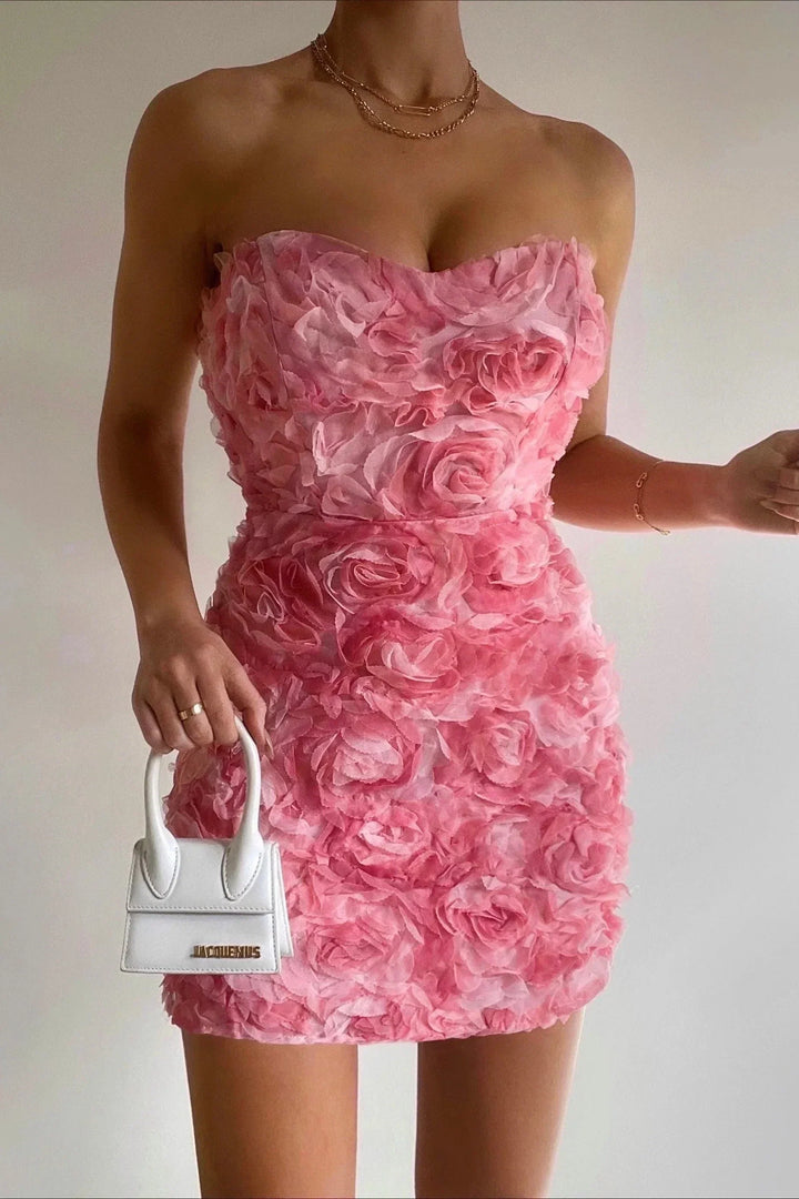 Oceane | Strapless Rose Dress
