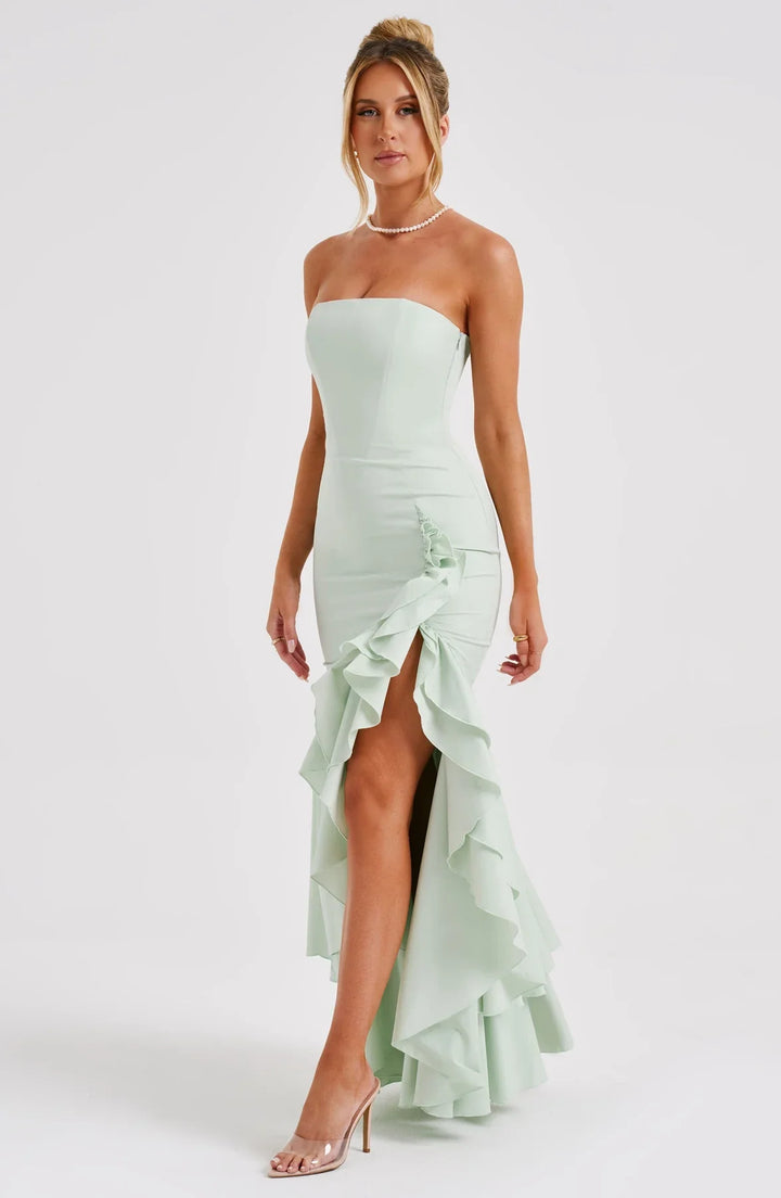 Riviera | Sleeveless Slit Ruffle Maxi Dress