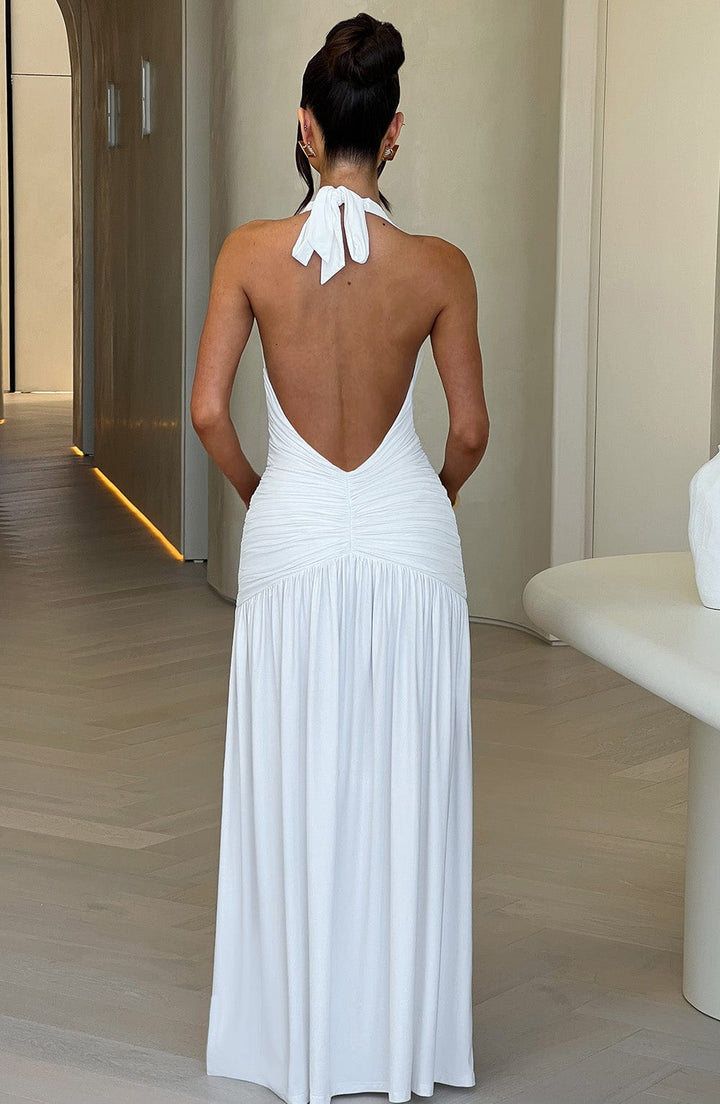 Bellisia - Backless Knot Slit Maxi Dress