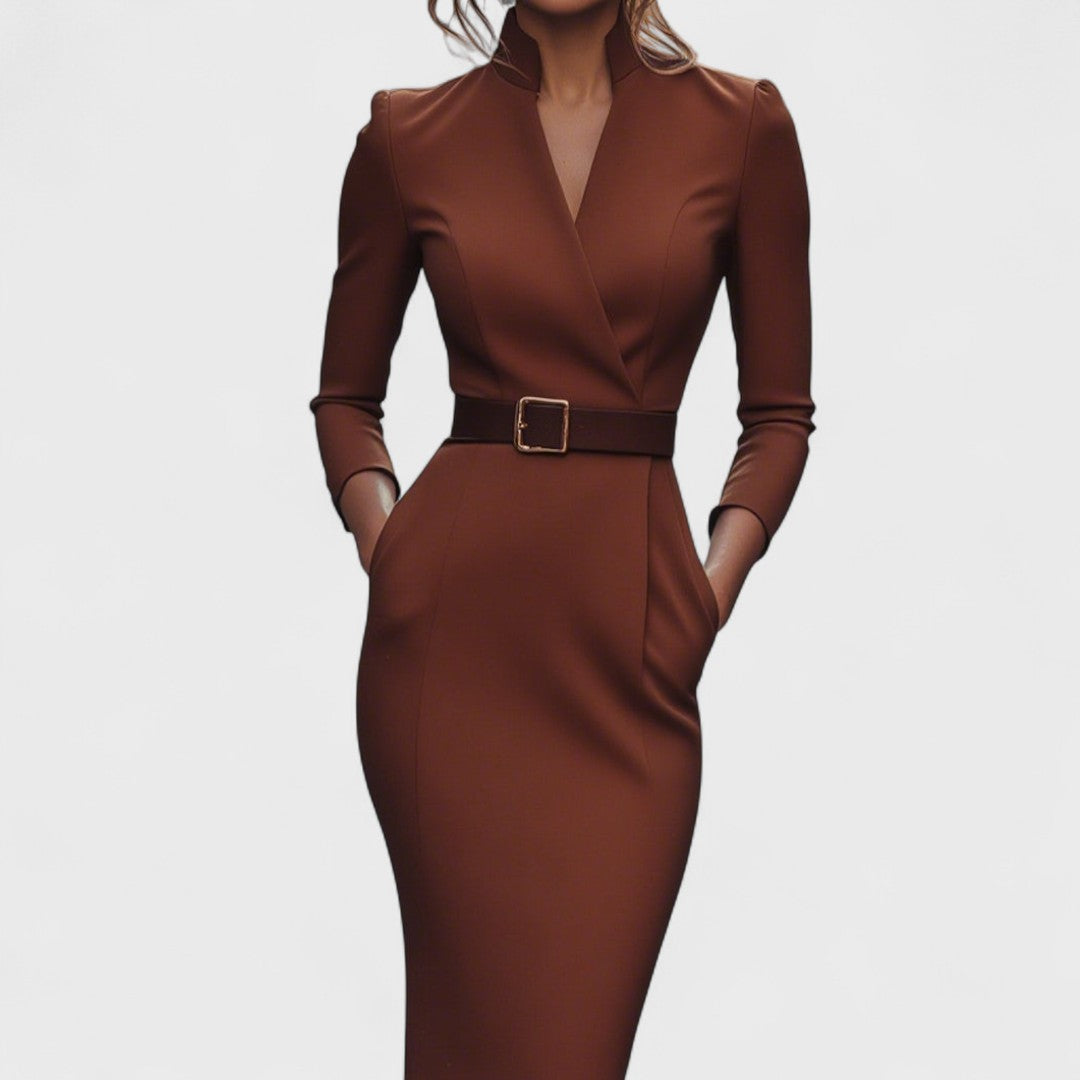 Megan | Collar Belted Dress