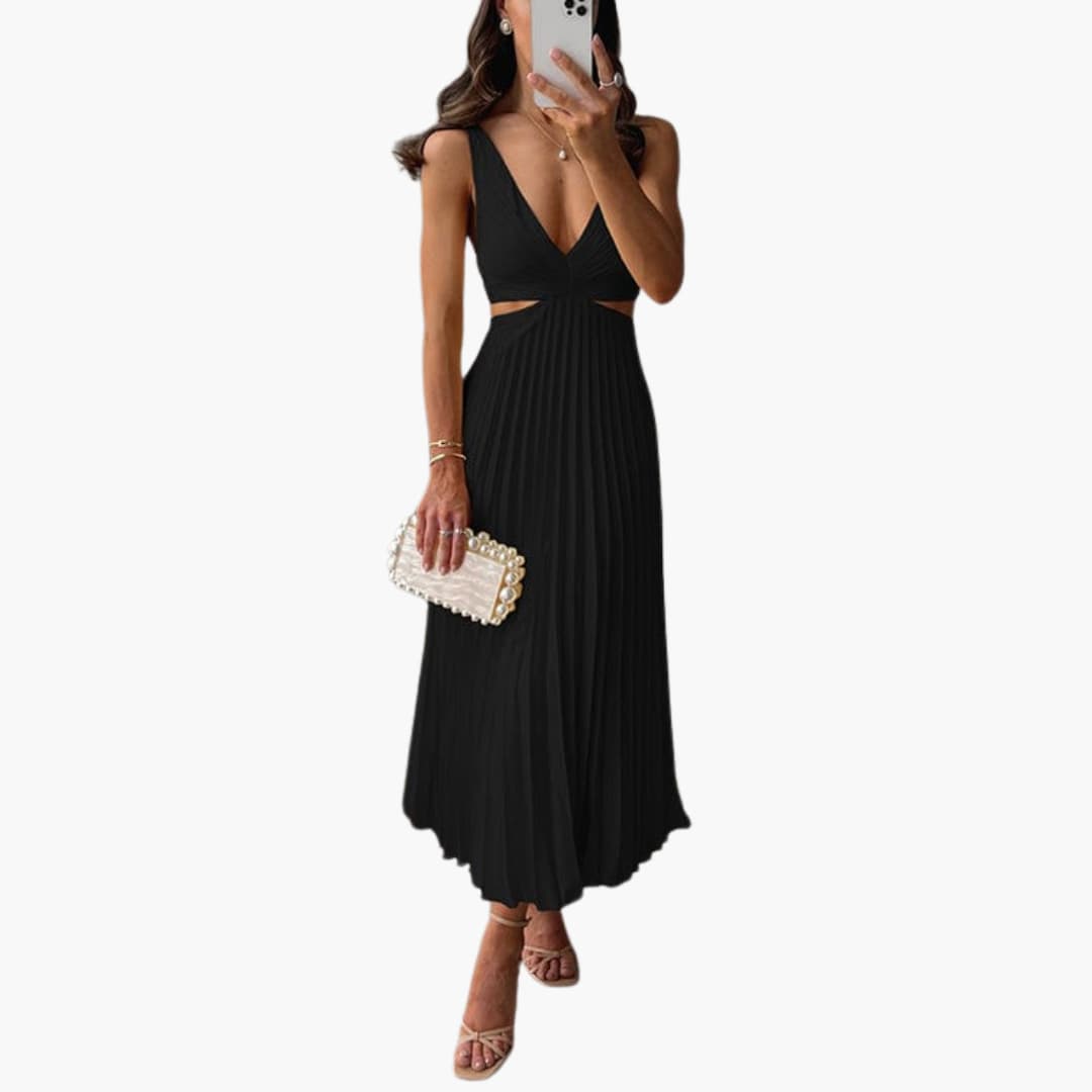 Amanda | Pleated Neckline Dress