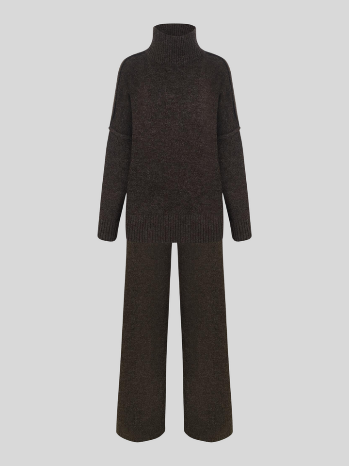 Morwen - Oversized Turtle-Neck Knitted Two-Piece Set