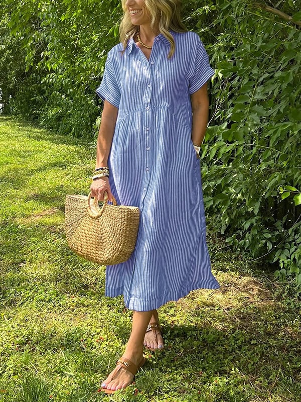 Angela | Striped Shirt Dress