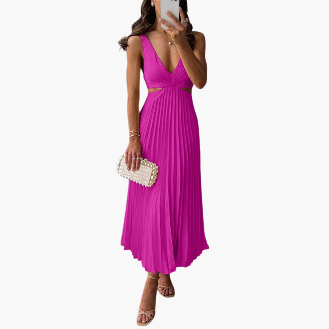 Amanda | Pleated Neckline Dress
