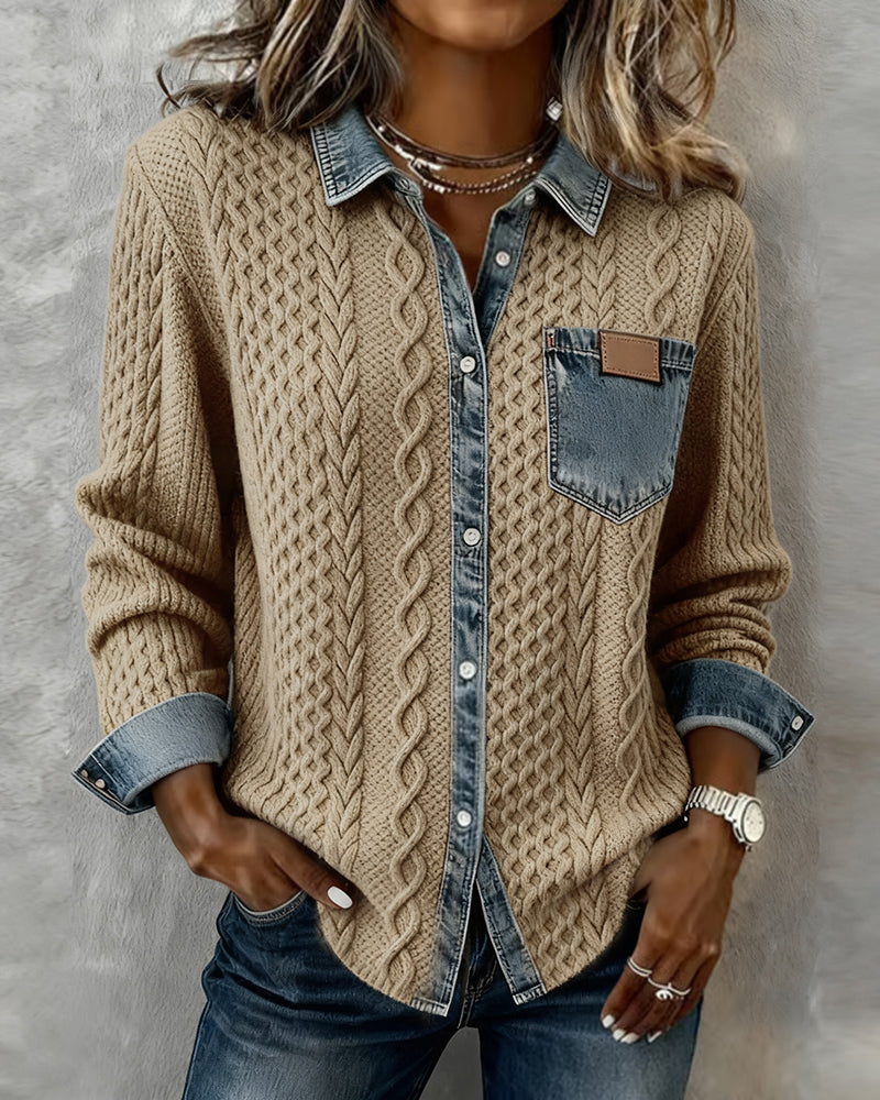 Olivia | Cable Knit Denim Shirt
