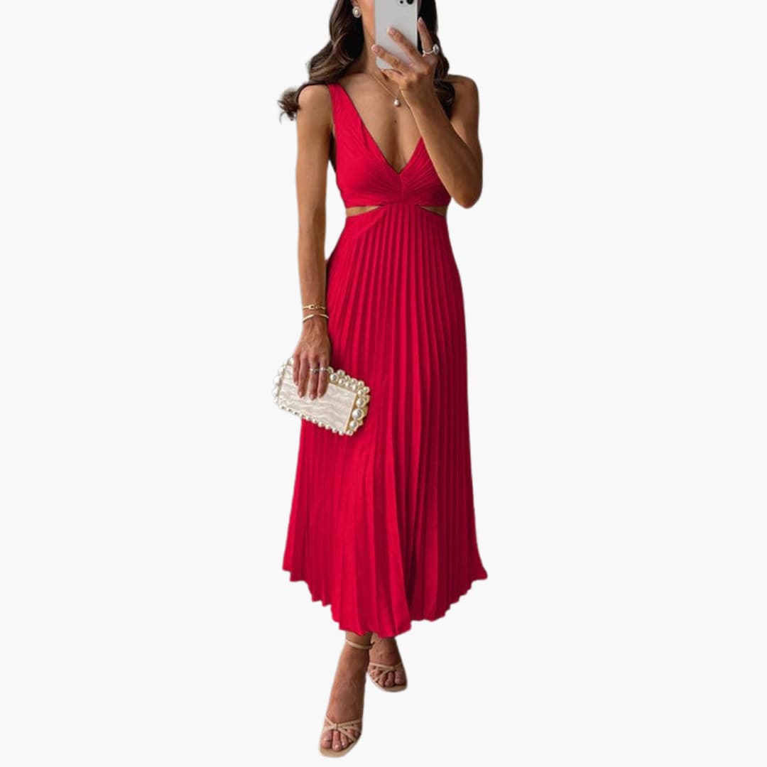 Amanda | Pleated Neckline Dress