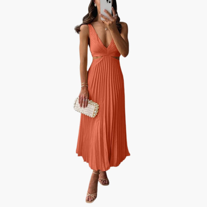 Amanda | Pleated Neckline Dress