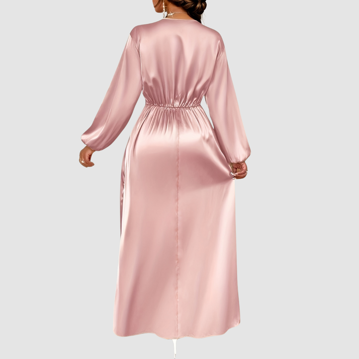 Eleanor | Pleated Satin Maxi Dress