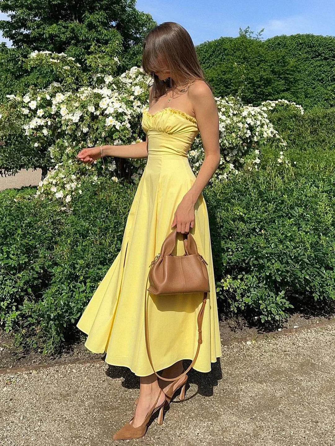 Loisa | Lemon Corset Fit Midi Dress Loisa | Lemon Corset Fit Midi Dress