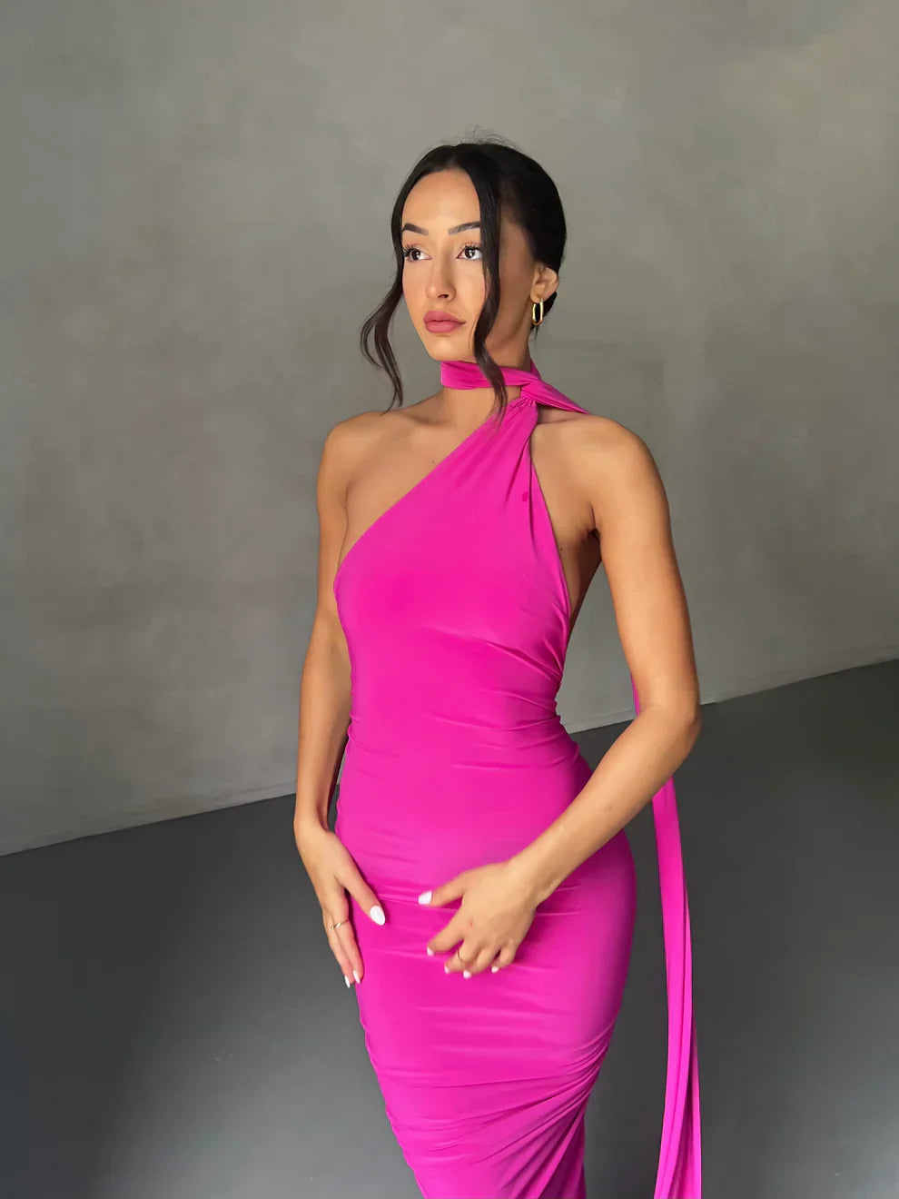 luna one-shoulder cutout maxi dress Luna One Shoulder Maxi Dress