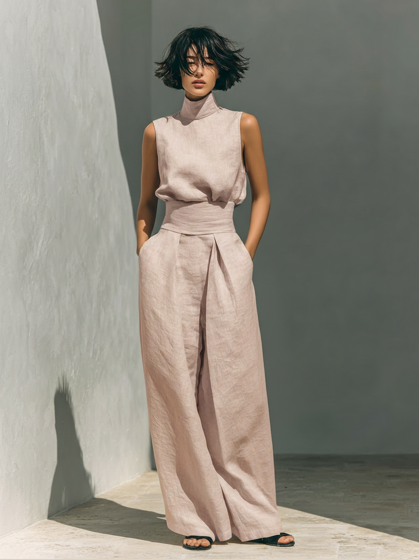 Mary | Wide-Leg Cotton-Linen Set