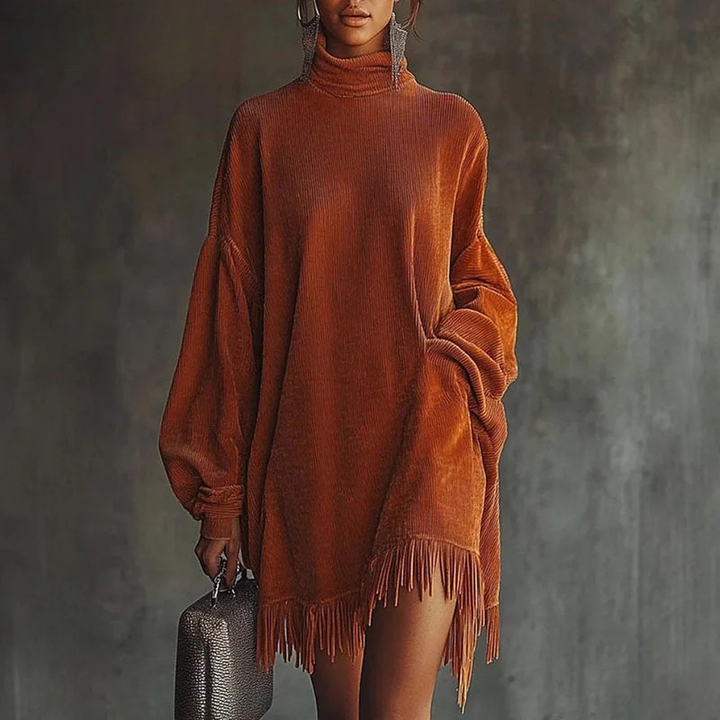 Aria | Fringe Turtleneck Dress