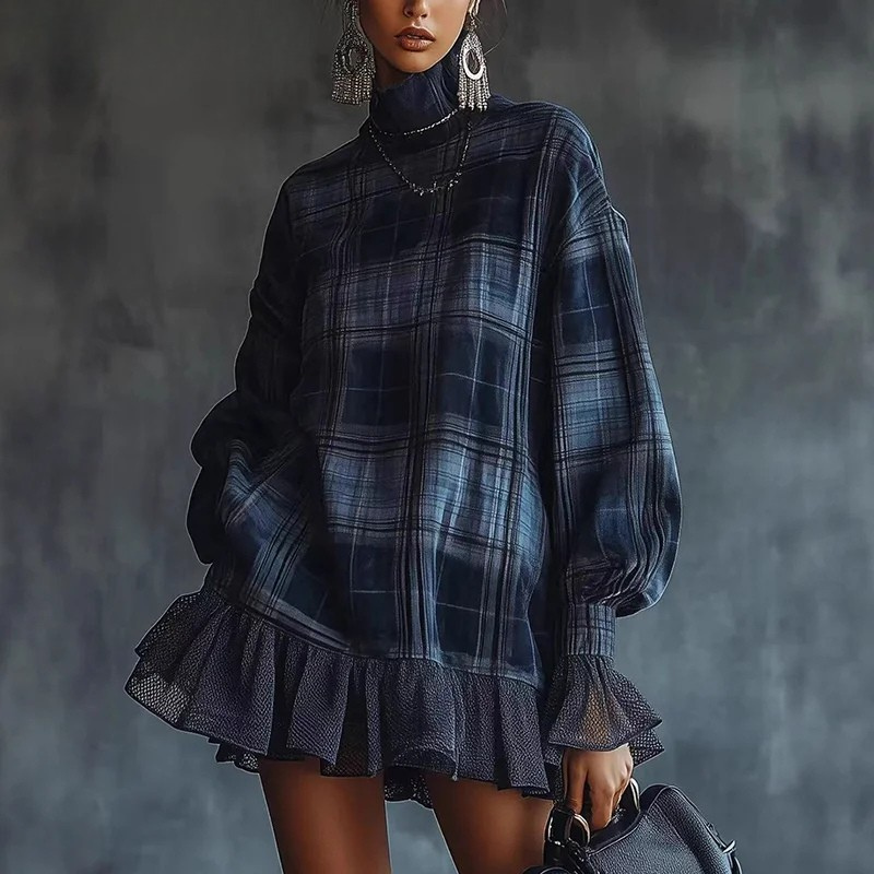 Elodie | Ruffle Turtleneck Dress