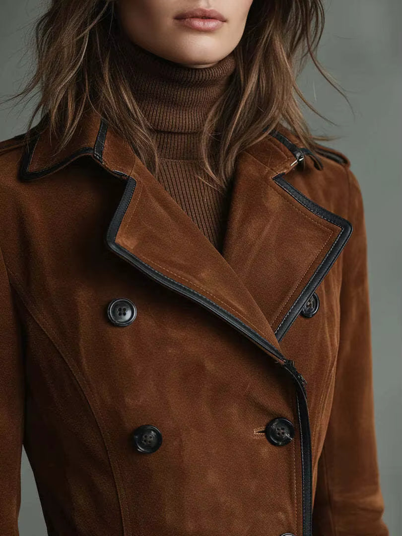 Nathalie™ - Trench en cuir suédé