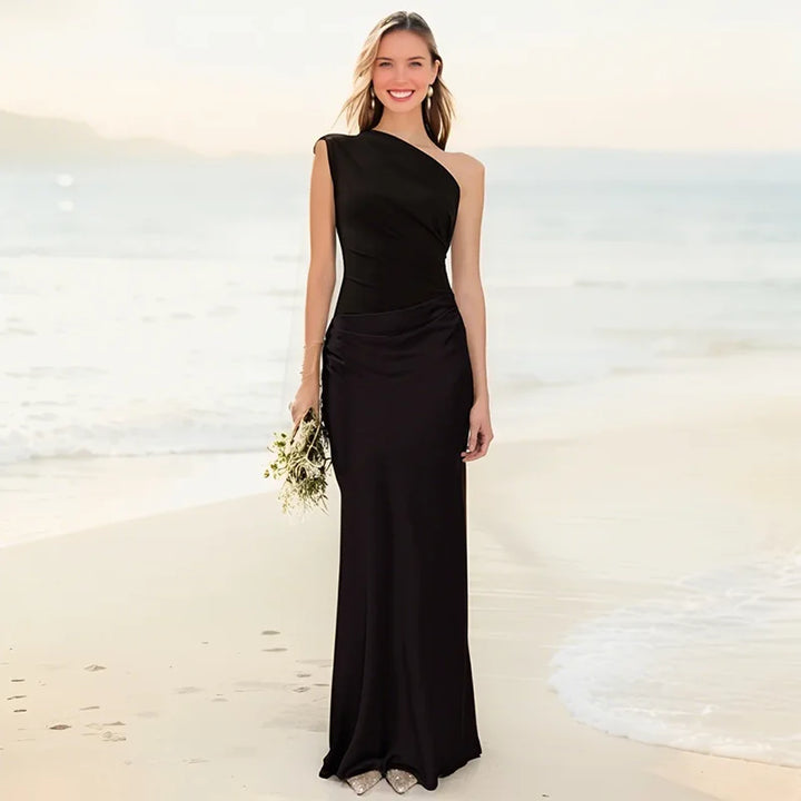 Sophia | One-Shoulder Satin Maxi Dress
