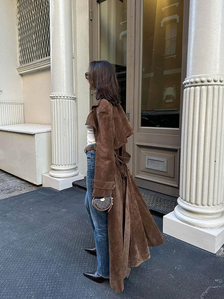 Molly imitatiesuède trenchcoat