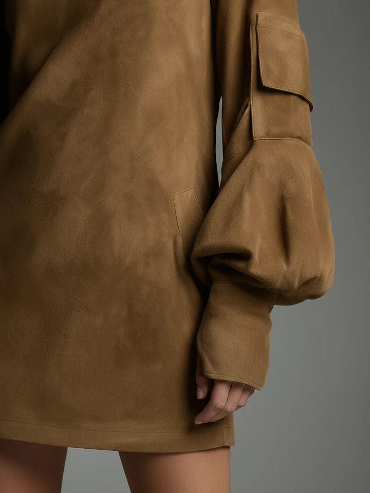 Lilly | Suede Turtleneck Dress