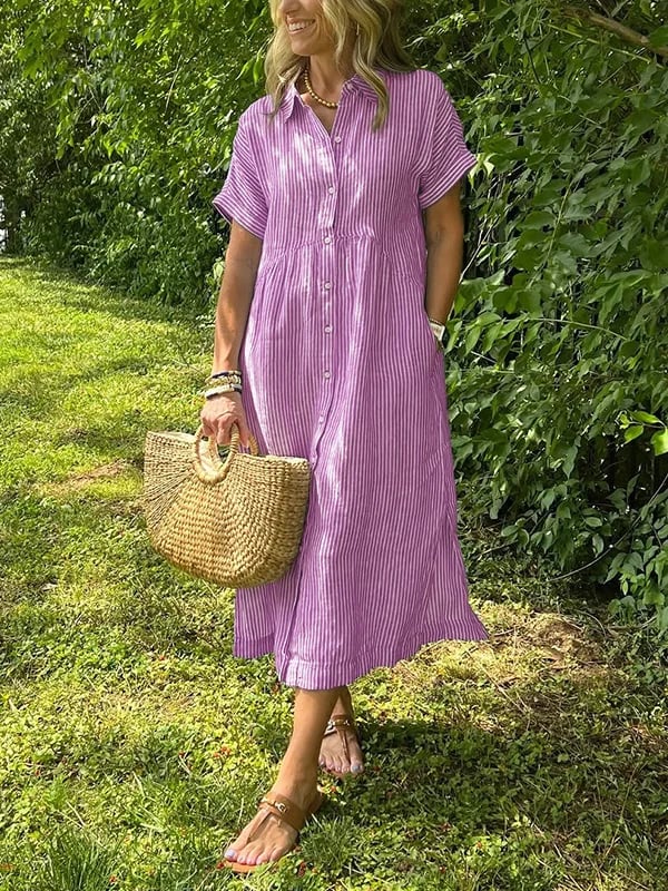 Angela | Striped Shirt Dress