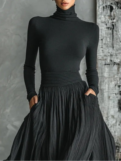 Amara | Turtleneck & Pleated Skirt Set