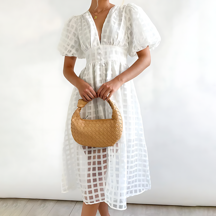 Clara | Puff Sleeve Midi Dress