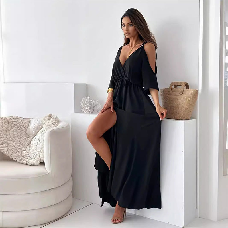 Jolie | Elegant V-Neck Slit Dress